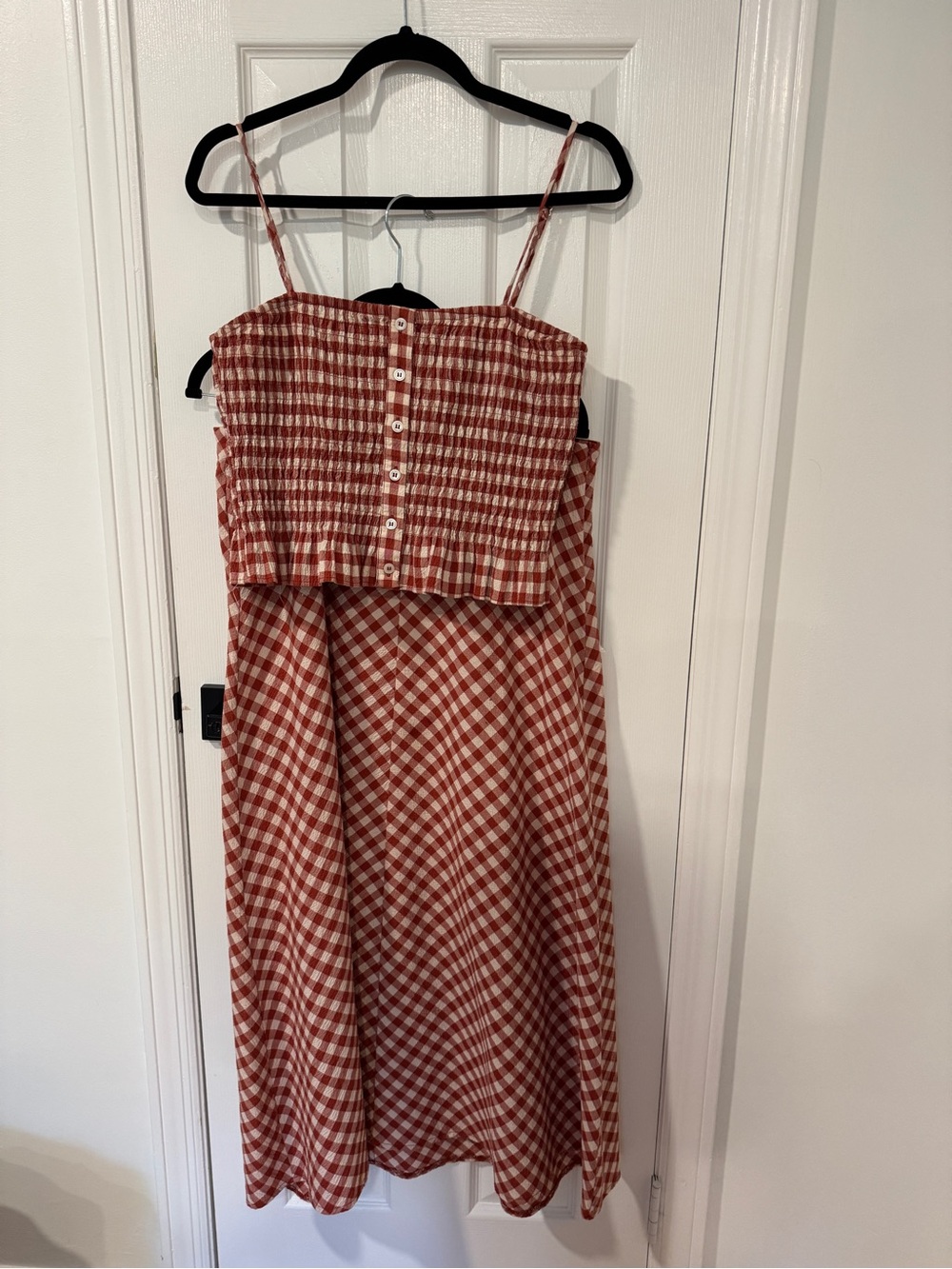 Zara Gingham Two-Piece Set – Smocked Crop Top + Midi Skirt – Size M - Picture 2 of 9